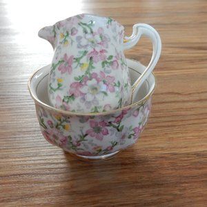 floral china cream & sugar
